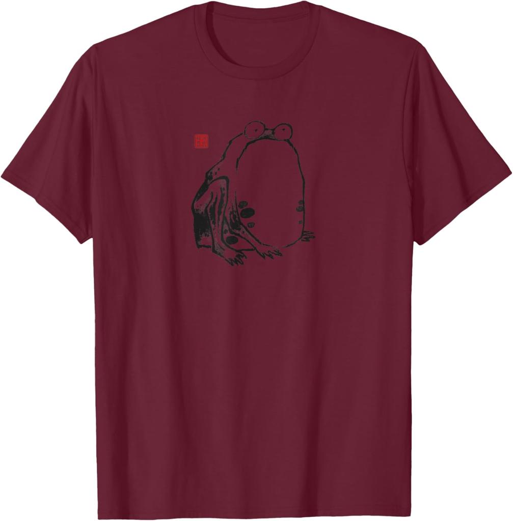 Grumpy Frog Japanese Sumie Art Graphic Tee Vintage Inspired Casual Cotton TShirt