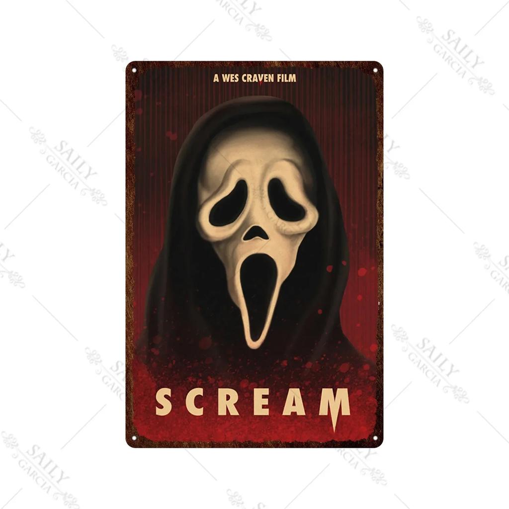 Scream Dead Horror Film Metal Tin Sign Posters Movies American Wall Art Metal Plates Man Cave Pub Bar Sign Metal Decor Plaques