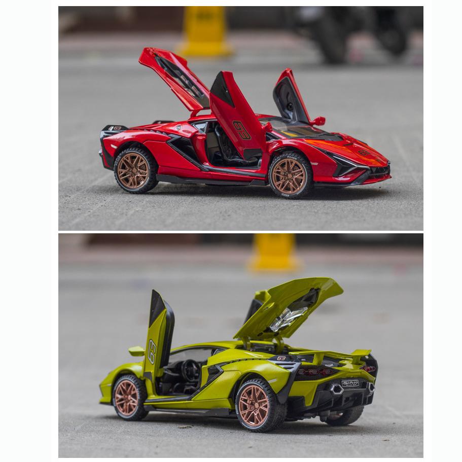 1:32 Scale Lambo Sian Model Car, Zinc Alloy Pull Back Toy Car with Sound and Light for Kids Boys Girl, Vehicle Collection Replica Scale Car Models