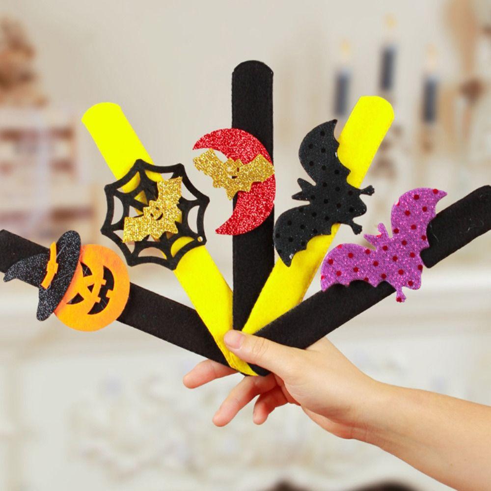 Spider Pop Circle Wristband Pumpkin Hands Clap Circle Funny Halloween Slap Bracelets  Halloween