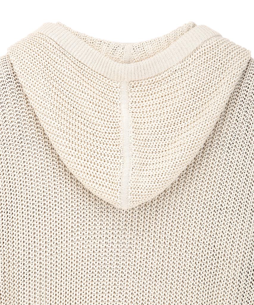 Il Corso Airy Mesh Knit Zip-Up Hoodie Light Beige