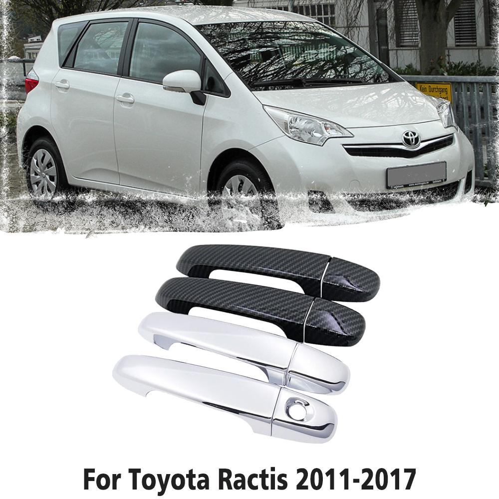 

Для Toyota Ractis Verso-S Space Verso Subaru Trezia 2011 ~ 2017 хромированная дверная ручка из углеродного волокна, автомобильные аксессуары