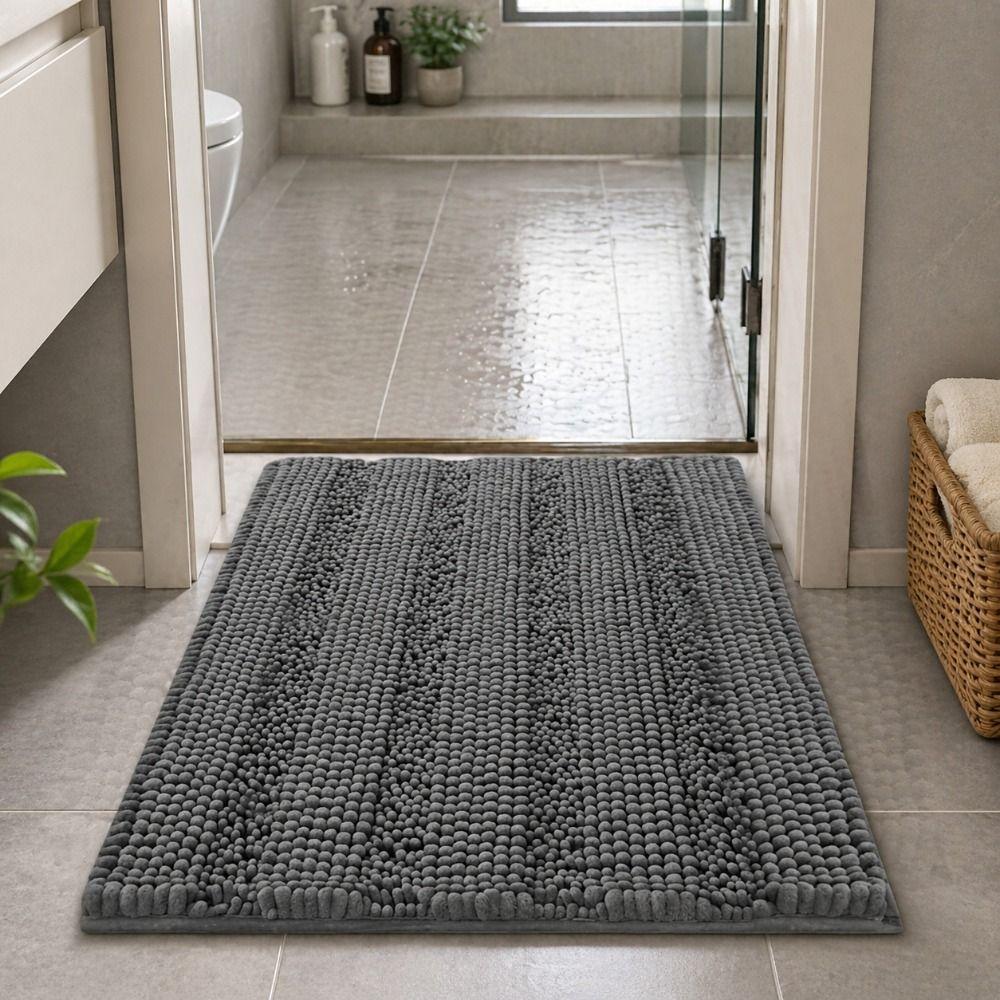 Shaggy Hair Bathroom Rug Thickened Kitchen Floor Mat Comfortable Chenille Bath Mat  Bedroom