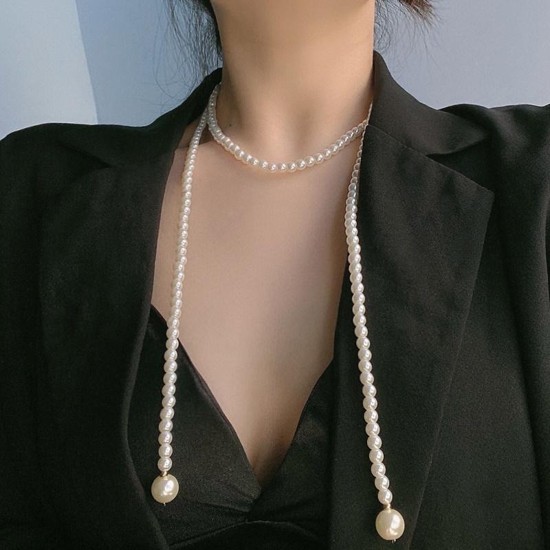 Long Multi Layered Pearl Necklace For Women Temperament Collar Chain Sweater Chain Necklaces Luxury Jewelry Accessories