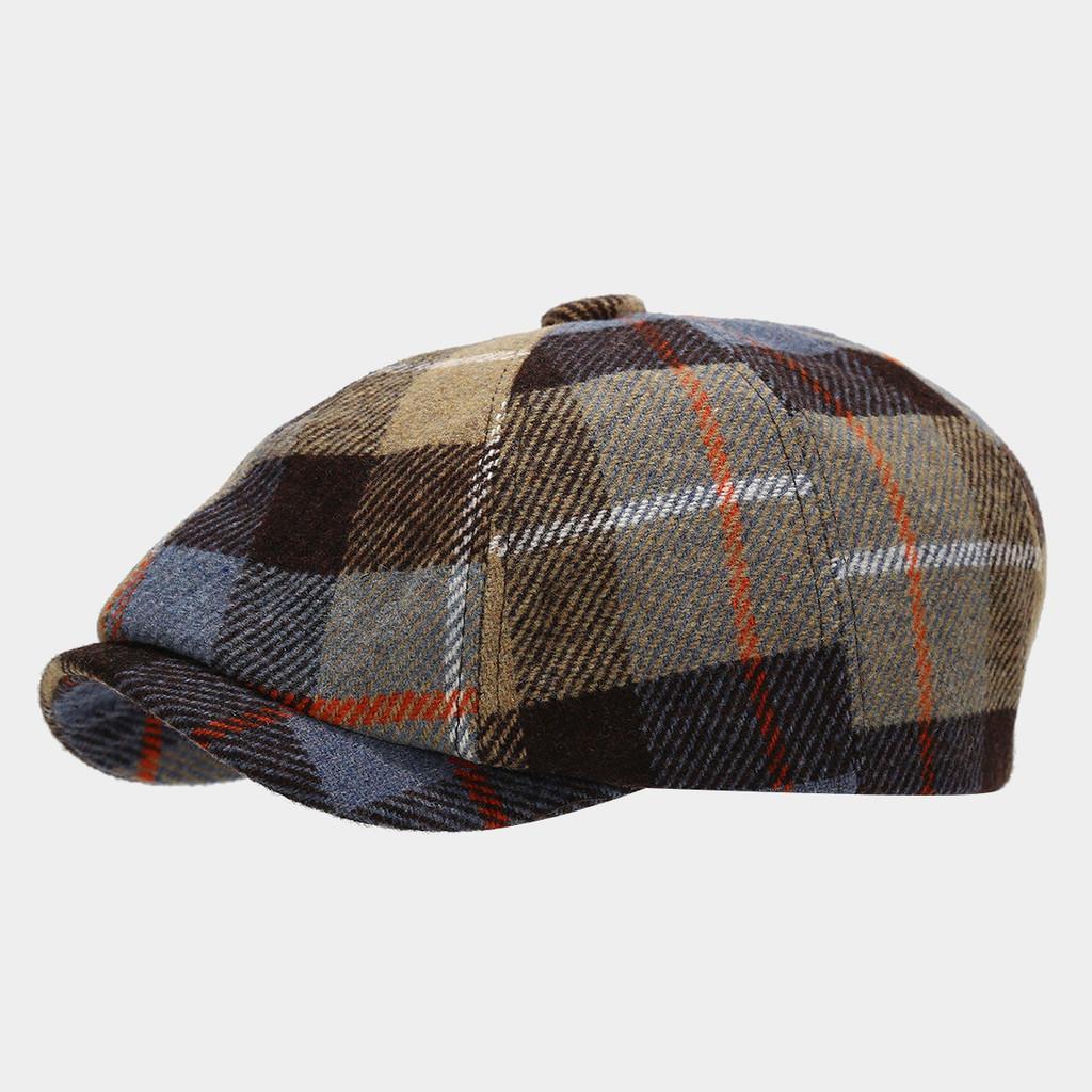 Vintage Baskenmütze für Damen und Herren Herbst Winter Mode Tartan Newsboy Kappe