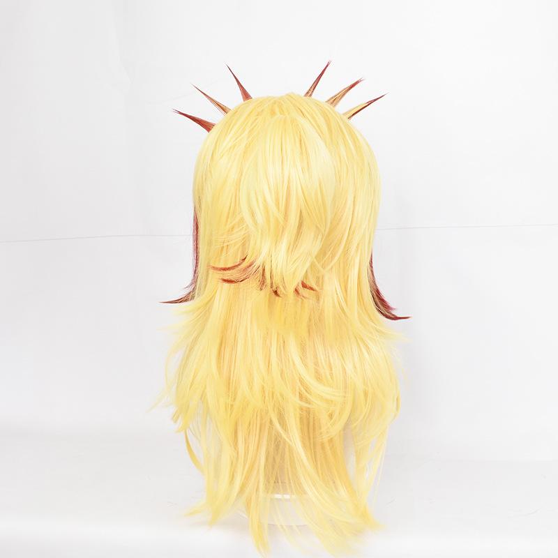 Yellow and Red Gradient Reverse Curled Cosplay Ponytail, Carnival Wig