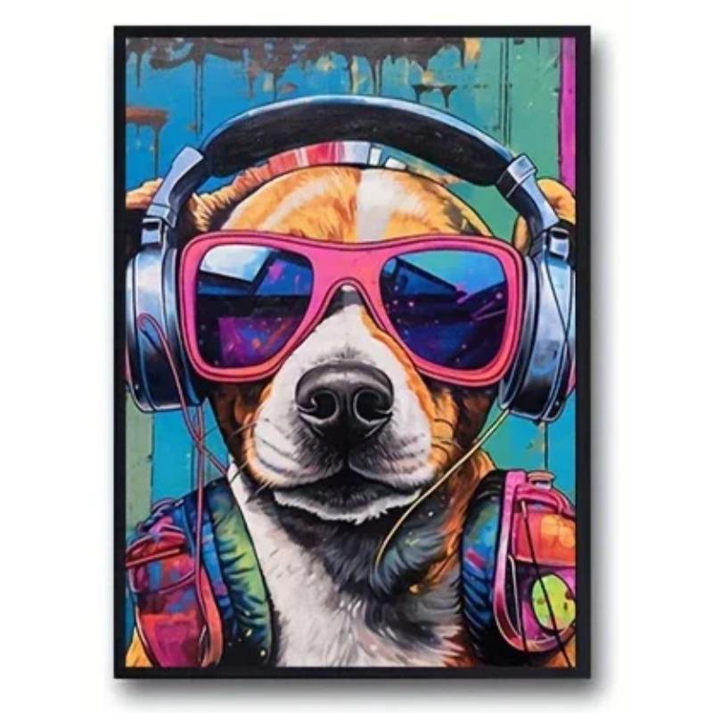 Cool Graffiti Gamer Headphones Animal Poster, Minimalist Wall Art Print Canvas Painting Posters for Living Room Home Decor