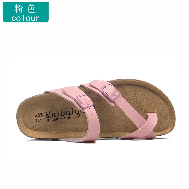 Fashion Low-top cork beach flip-flops beaded couple beach flip-flops soft heel flat slippers women summer unisex slippers