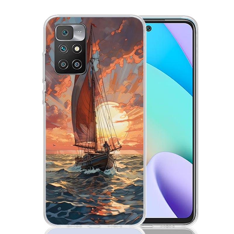 Sailing Boat Sunset Phone Case For Xiaomi Redmi 12C 13C 14C 12 13 10 10A 10C 9 9A 9C 9T 8 8A 7 7A 6 6A K70 K60 K40 K20 Pro 12C 1