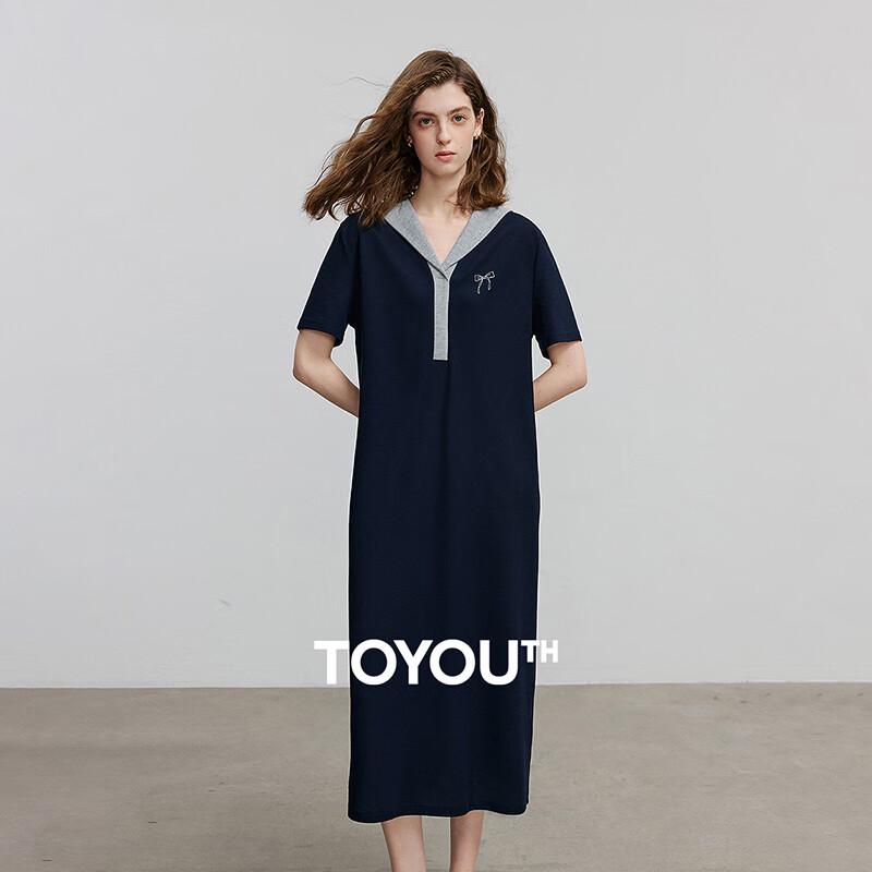 

Chuyu Women s Pique Colorblock Sailor Collar T-Shirt Dress 2XL