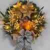 Large Artificial Lighted Christmas Wreath With Bow Ribbon Xmas Ball For Front Door Decor