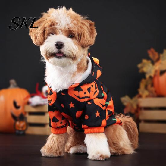 Star Pattern Pet Clothing Halloween Pumpkin Dog Hoodie, Sweatshirt Autumn Pullover, Pullover Hooded T-shirt for Small Medium Dogs Cats Hoodie