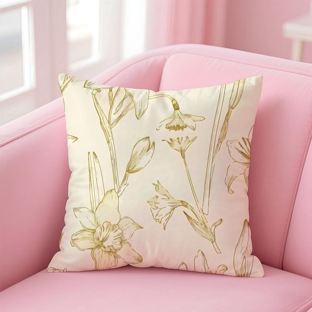 fashion Retro French courtstyle Floral motif Cushion Cover Pillowcase Short Plush Invisible zipper Room Sofa Cushion Cover