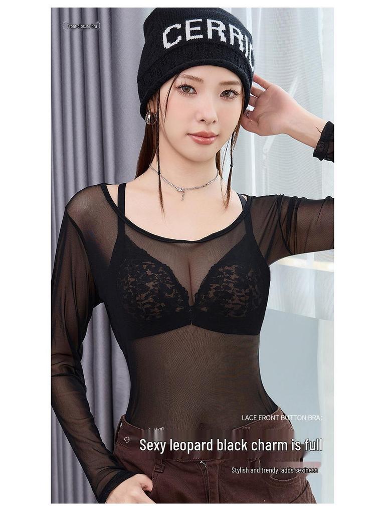 Front Buckle Lace Push-Up Bra - Wirefree & Anti-Sagging for Small Chests