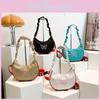 Fashionable Street Style Crescent Bag For Women With Embroidery And Pleats
