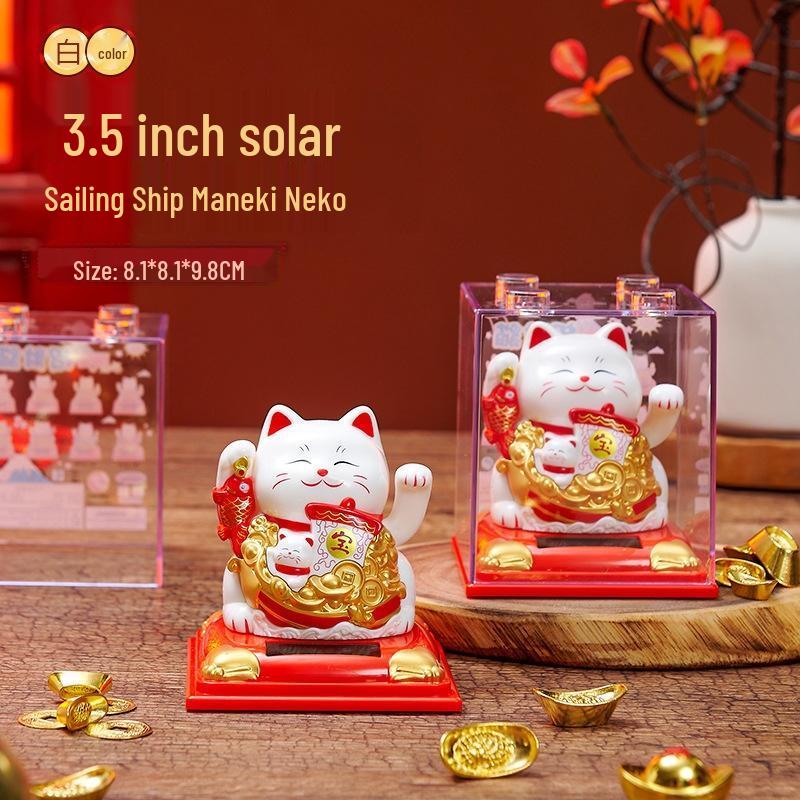 Мини-фигурка машущего котика удачи на солнечной батарее