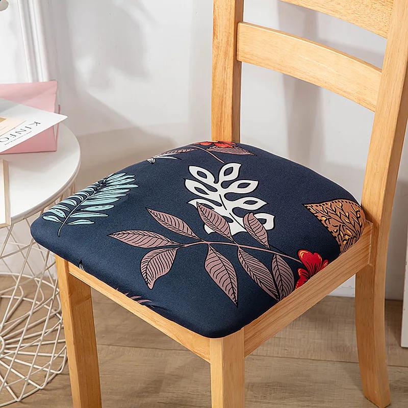 Stretch Printed Chair Seat Cushion Covers For Dining Room Chair Cover For Wedding Banquet Seat Chair Slipcover Home Decor