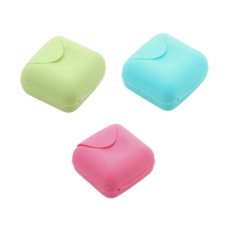 S/L Sizes Portable Travel Soap Box Bathroom Home Plastic Soap Holder Soap-Boxes with Cover Candy Color BXFZH02