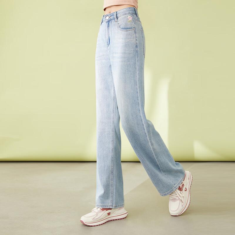 

Shetu Women s Elegant Washed Straight-Leg Denim Jeans L