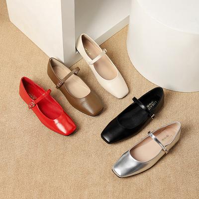 Γυναικεία vintage Mary Jane Flats Casual μπαλαρίνες τετράγωνα παπούτσια περπατήματος με λουράκι αστραγάλου Dressy Άνετα δερμάτινα τζάμια PU για γυναίκες