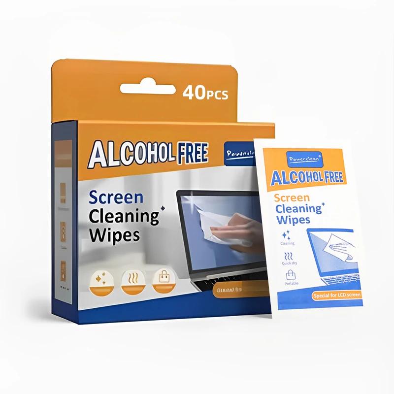 40Pcs/Box Screen Cleaner Wipes Phone Glasses Camera Lens Helmet Mirror Gaming Cleaner Polymer Screen Cleaning Kit for TV Laptops