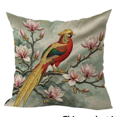 Prachtige Dubbelzijdig Bedrukte Kussensloop met Vogelprint Korte Pluche Geschikt voor Woonkamers Slaapkamers Banken Sierkussenhoes Peach skin 18*18(CM)-1Pcs