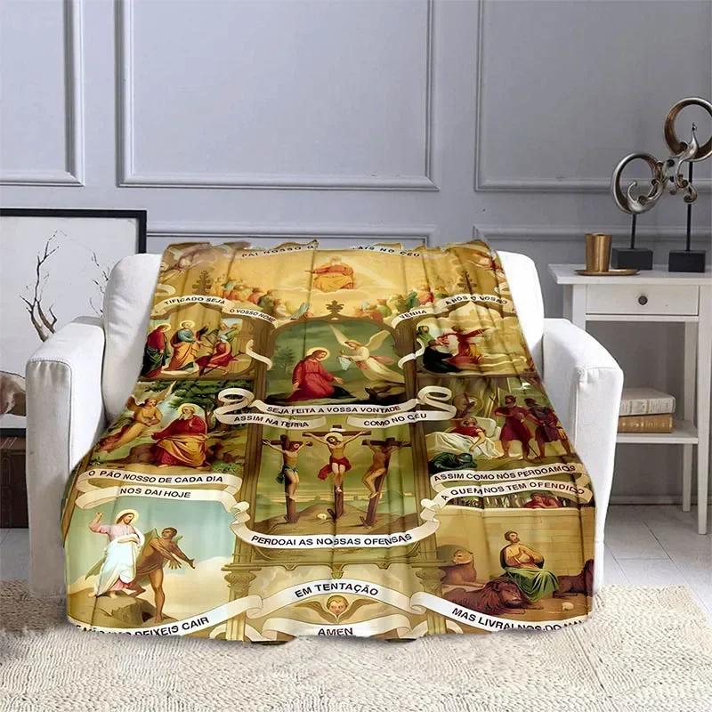 Jesus and The Virgin Mary Print Blanket Faith Religious Blanket Soft Warm Throw Blanket Sofa Bedding Birthday Gifts Blanket