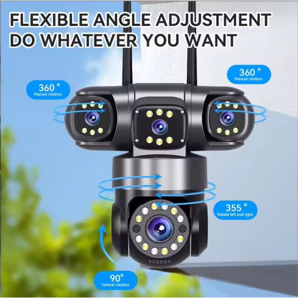Four Lens Four Screens 16MP WIFI IP Camera Two Way Audio 360° PTZ Control Linkage Auto Tracking IP66 Waterproof HiEasy APP