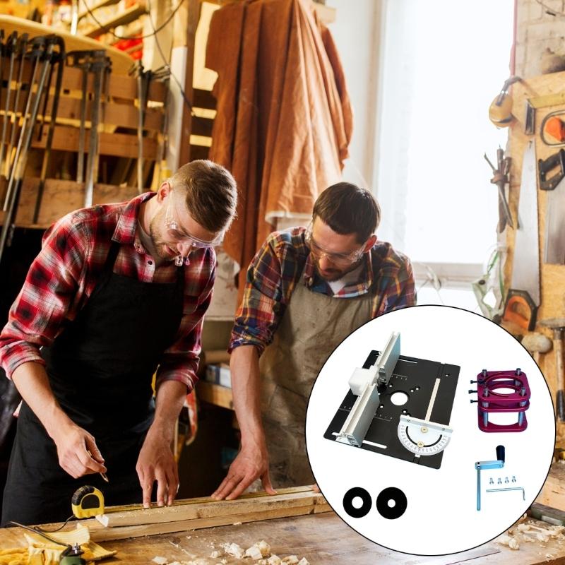 Professional Wood Router Lift Assembly Aluminum Alloy Base Plate 240x200mm Size Manual Adjustment Woodworking Station