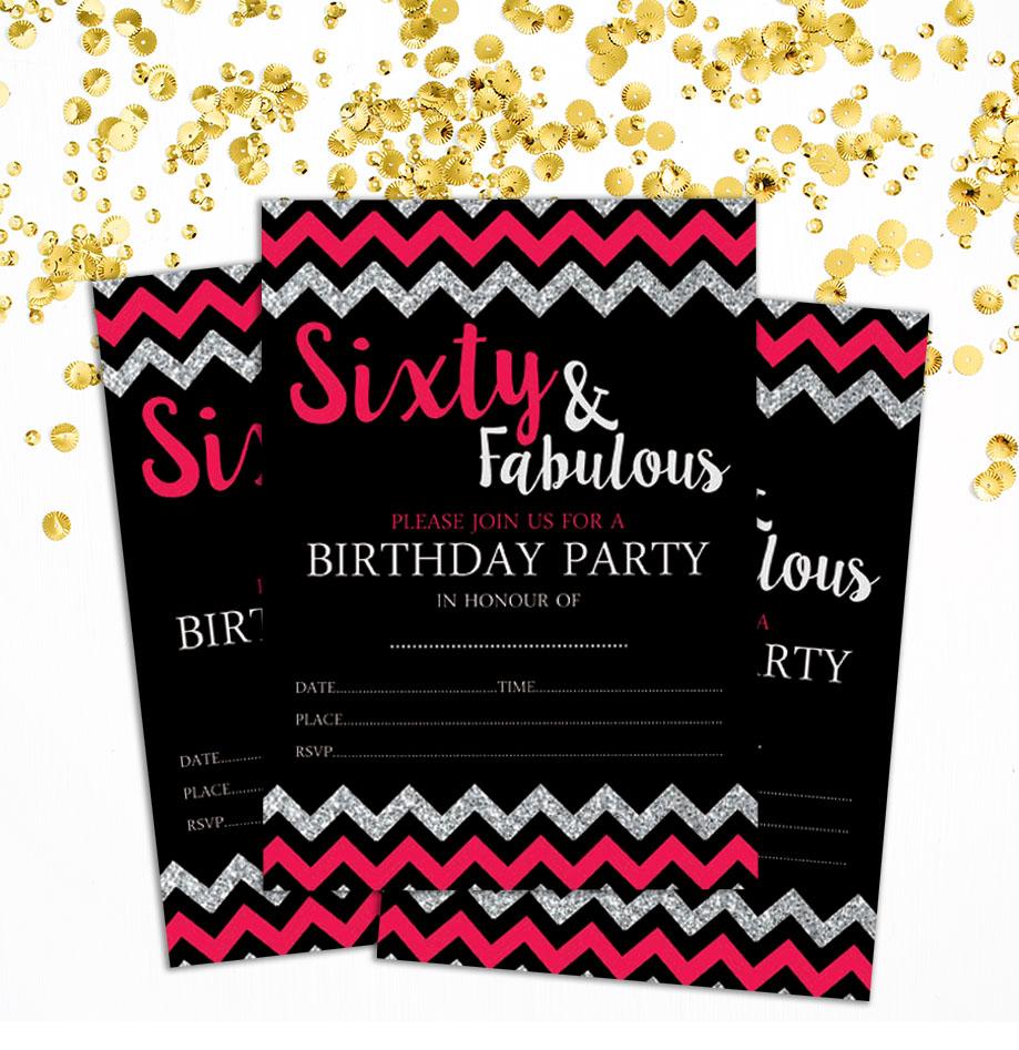 Darling Souvenir Black Birthday Invitation Card Printable Elegant Fill or Write In Blank Party Invites 28 Pcs 5 X 7