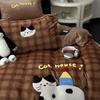 Cute Cat Embroidered Autumn Winter Warm Bedding Set Milk Velvet Thicken Warmth Duvet Cover Set with Sheet Quilt Cover Pillowcase