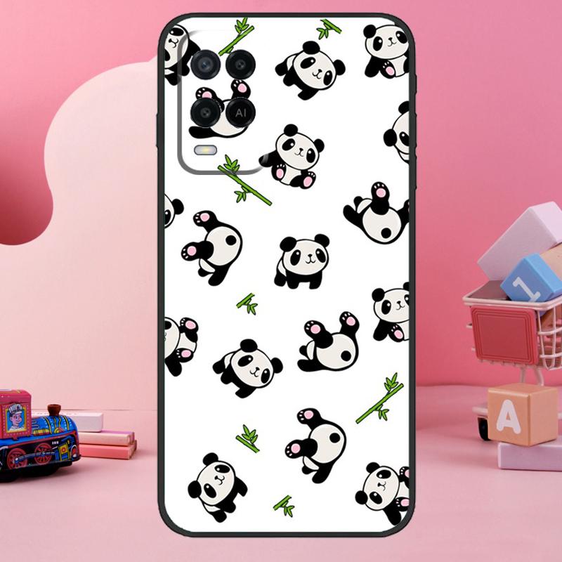 Cartoon Panda Case For Oppo A78 A38 A18 A98 A58 A60 A80 A40 A96 A76 A16 A94 A74 A54 A15 A17 A57 A77 A5 Pro
