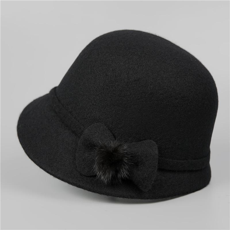 

Шляпа Женская осенне-зимняя теплая шляпа Утолщенная шерстяная шляпа-ведро M（56-58cm）