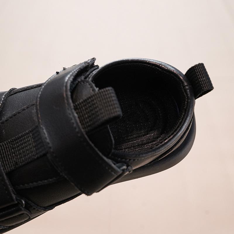 2026 Boys Genuine Leather Soft Sole Shoes, Black British Style for Primary Students, Wide Toe