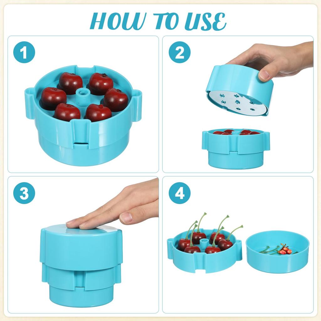 Portable Cherry Pitter Plastic Cherry Core Remover with 6 Individual Holes Cherry Corer Seed Remover Tool