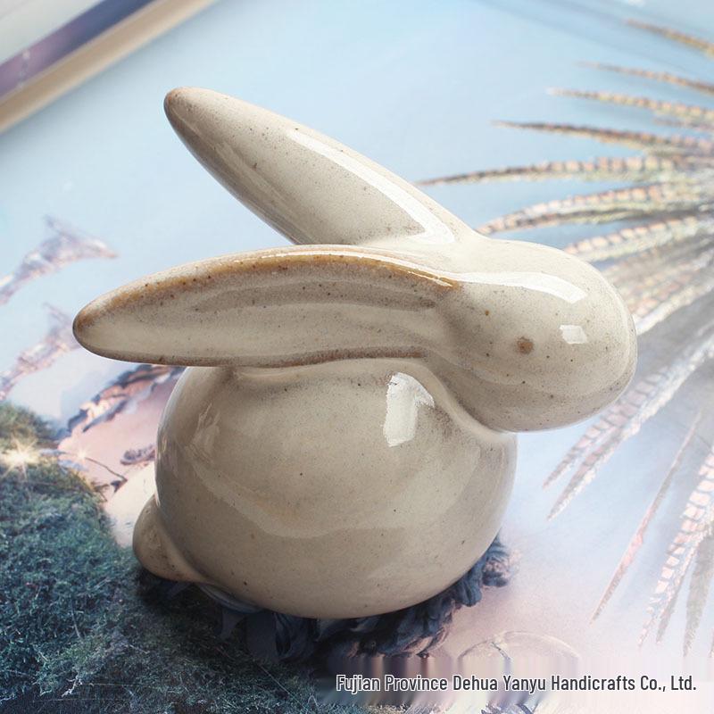 Creative Easter Bunny Ceramic Ornament - Festive Rabbit Gift for Desktop or Garden
