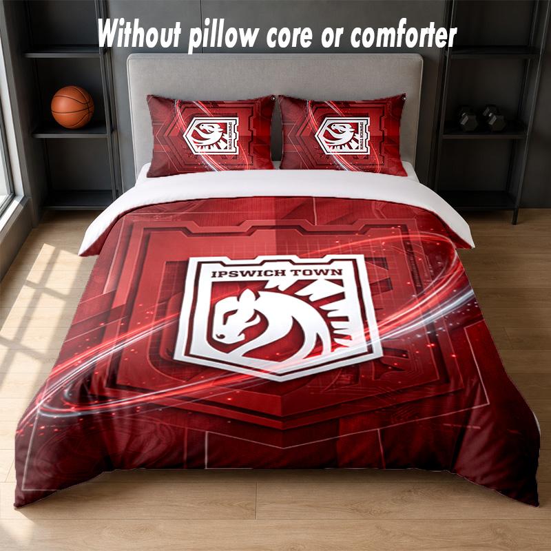 Set Biancheria da Letto Design Calcio Ipswich Town 1 Copripiumino + 2 Federe Morbido Traspirante Biancheria da Letto per la Casa
