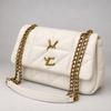 Women's Quilted Shoulder Bag Elegant PU Leather Flap Handbag with Gold Chain Strap Small Crossbody Purse