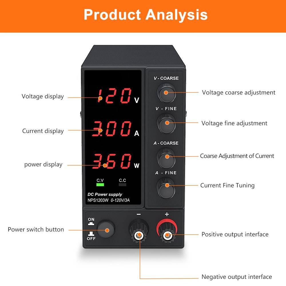 Adjustable Dc Power Supply Dual Digital LED Display Laboratory Power Supply Regulator Highly Accurate Display Source Power