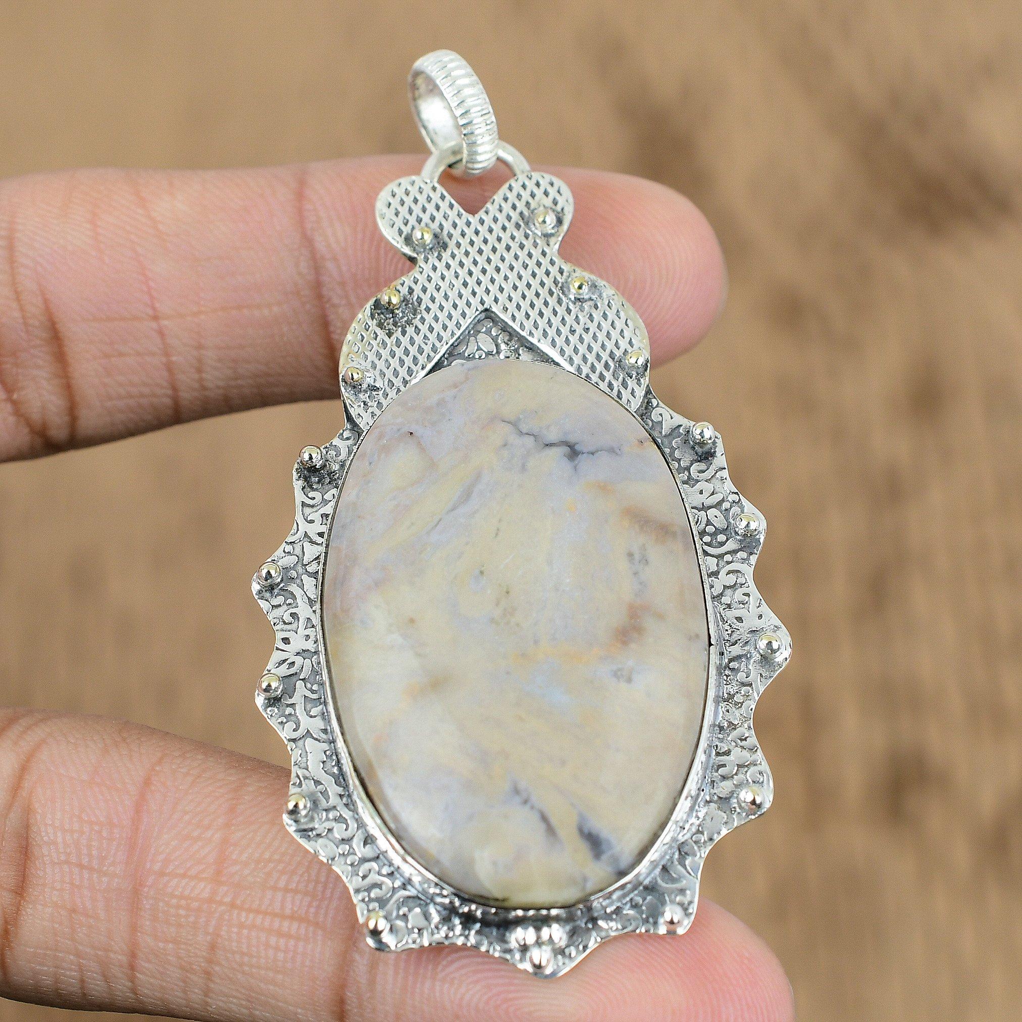 

Anniversary Gift For Her Natural Tiffany Jasper Gemstone Pendant 925 Silver