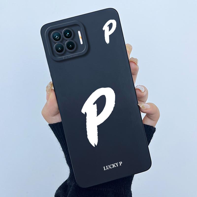 For OPPO F17 Oppo F17 Pro Case Oppo A73 A93 Reno 4F Back Cover TPU Silicon Lucky Initial Letter Couples Phone Bumper Soft Case