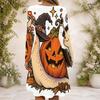 Women Criss Cross V Neck Long Sleeve Fitted Curved Hem Cartoon Bear Pumpkin Printed Dress