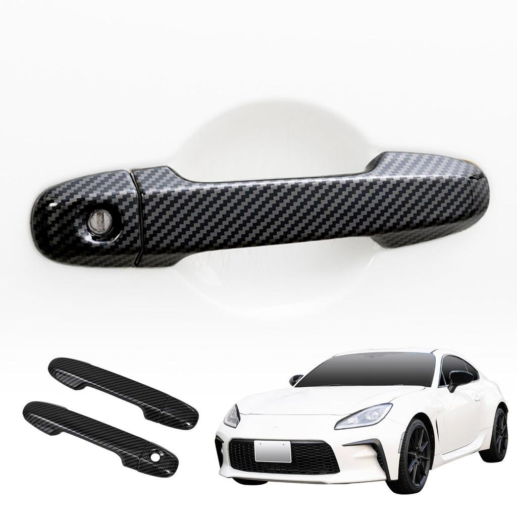 SEIWA Door Handle Covers for Toyota GR86 and Subaru BRZ Left and Right Carbon with Tape Vehicle-Specific (ZN8) (ZD8), Doors, IMP285, Black,