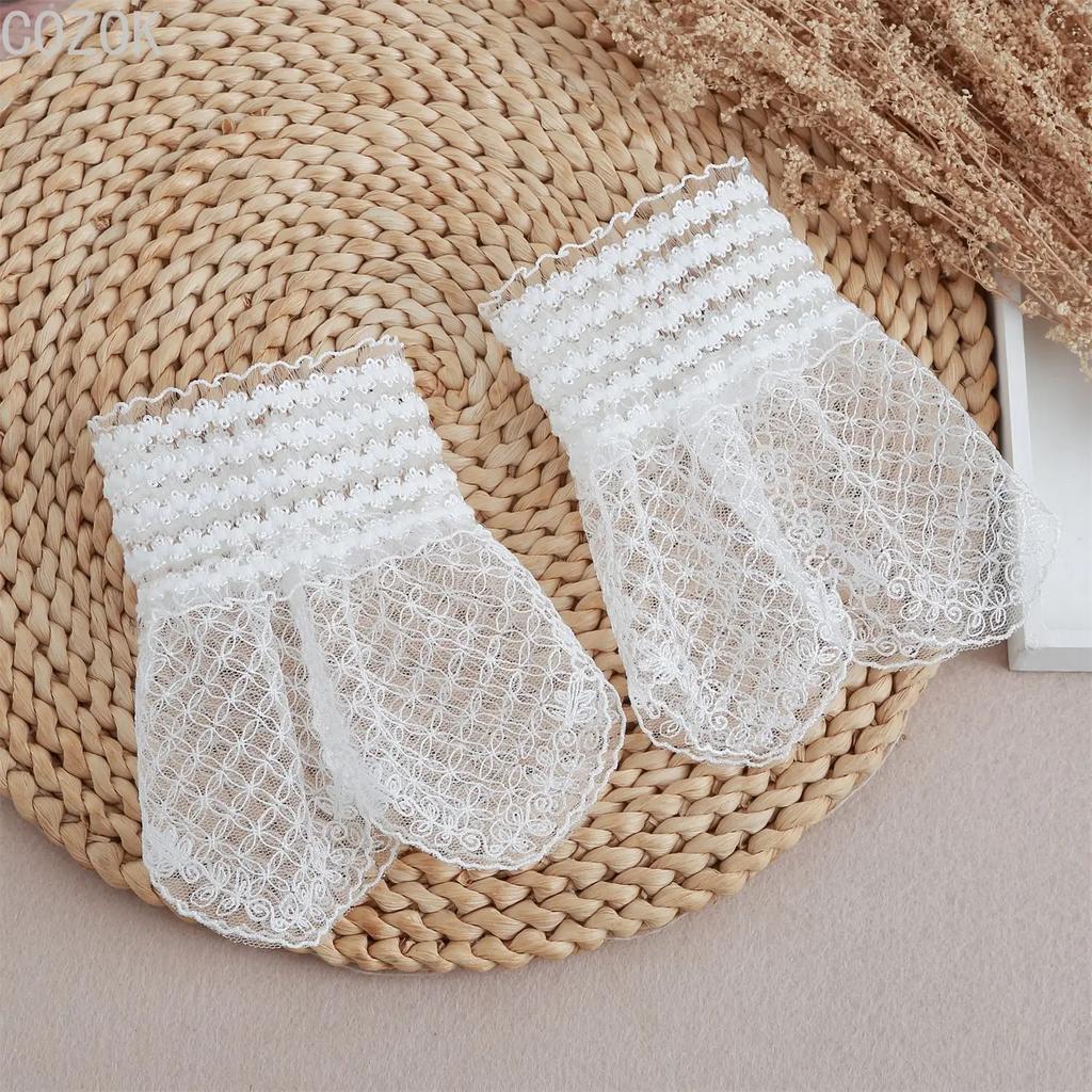 Cross-border Pleated Mesh Lace Sleeves Women's Decorative Cuffs Replacement Fake Sleeves