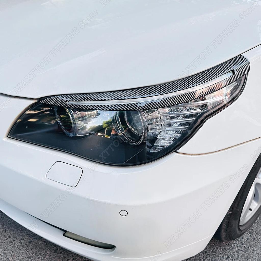 2PCS Car Eyebrow Eyelid Lamp Light Headlight Cover Stickers For BMW 5 Series E60 E61 520i 525i 530i 540i M5 2003-2010 Tuning