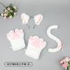 Fluffy Cat Ears Headband With Paw Gloves Tail Set Costume Party Cosplay Animal Themed Event