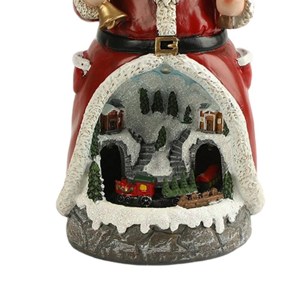 Christmas Figurine Rotating Train Resin Sculpture for Desk Holiday Shop