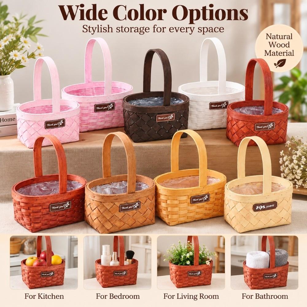 Handheld Wedding Candy Storage Basket with Handle Flower Basket  For Home Wedding Decor