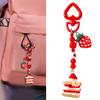 Strawberry Cake Charm Keychain With Beaded Heart Detail Stylish Bag Accessory Sweet Gift For Friend Alloy Resin Jewelry Decoration