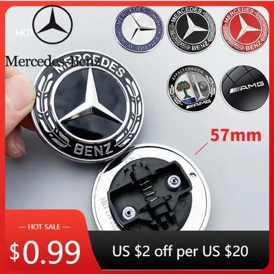 Hot Car Sticker 1 Piece of 57mm Car Front Hood Badge, Engine Hood, Car Parts Badge Modification Suitable for Mercedes Benz W204
